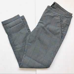 Gray, White and Blue Plaid Stretchy Pants